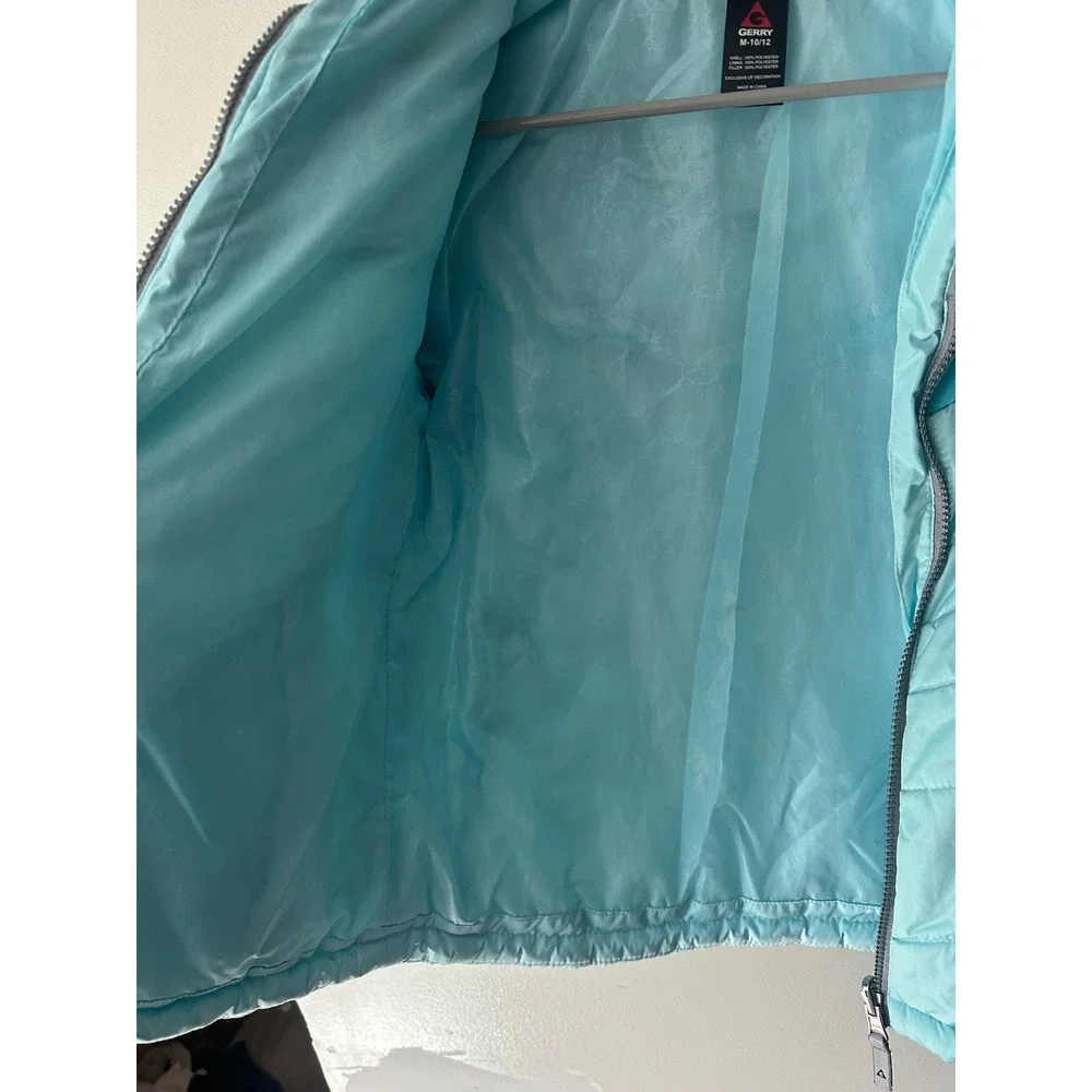 Gerry Kids Blue Grey Colorblock Puffer Jacket Full Zip Insulated Coat M 10/12